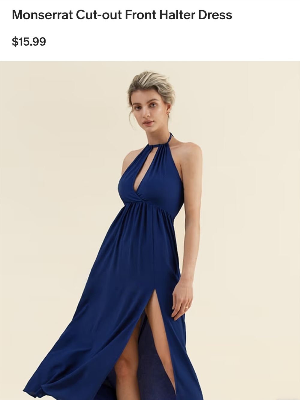 Cupshe Navy Cut-Out Halter Backless Maxi Dress